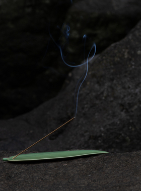 寸心香舍香插 陶瓷竹叶线香插 中式创意香立线香炉香板 熏香摆件