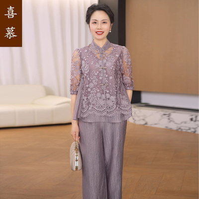 喜慕春夏中老年宽松显瘦二件套