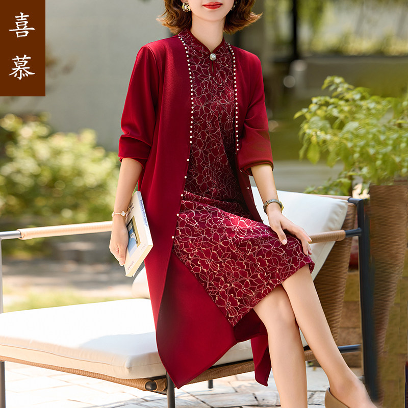 中老年女装中年妈妈春装连衣裙