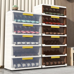 柜大容量塑料收纳盒子 收纳鞋 加厚简易鞋 架透明防尘室内家用翻盖式