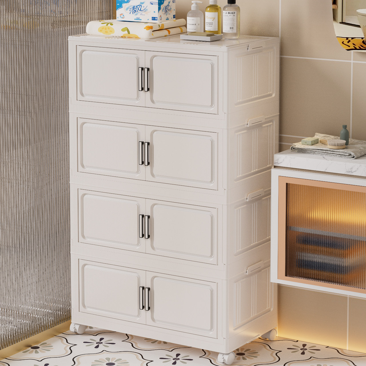 免安装折叠式收纳柜家用多层衣服储物柜玩具零食整理柜客厅置物柜,收纳整理,鞋柜,淘宝优惠券,粉丝福利购,淘宝优惠卷