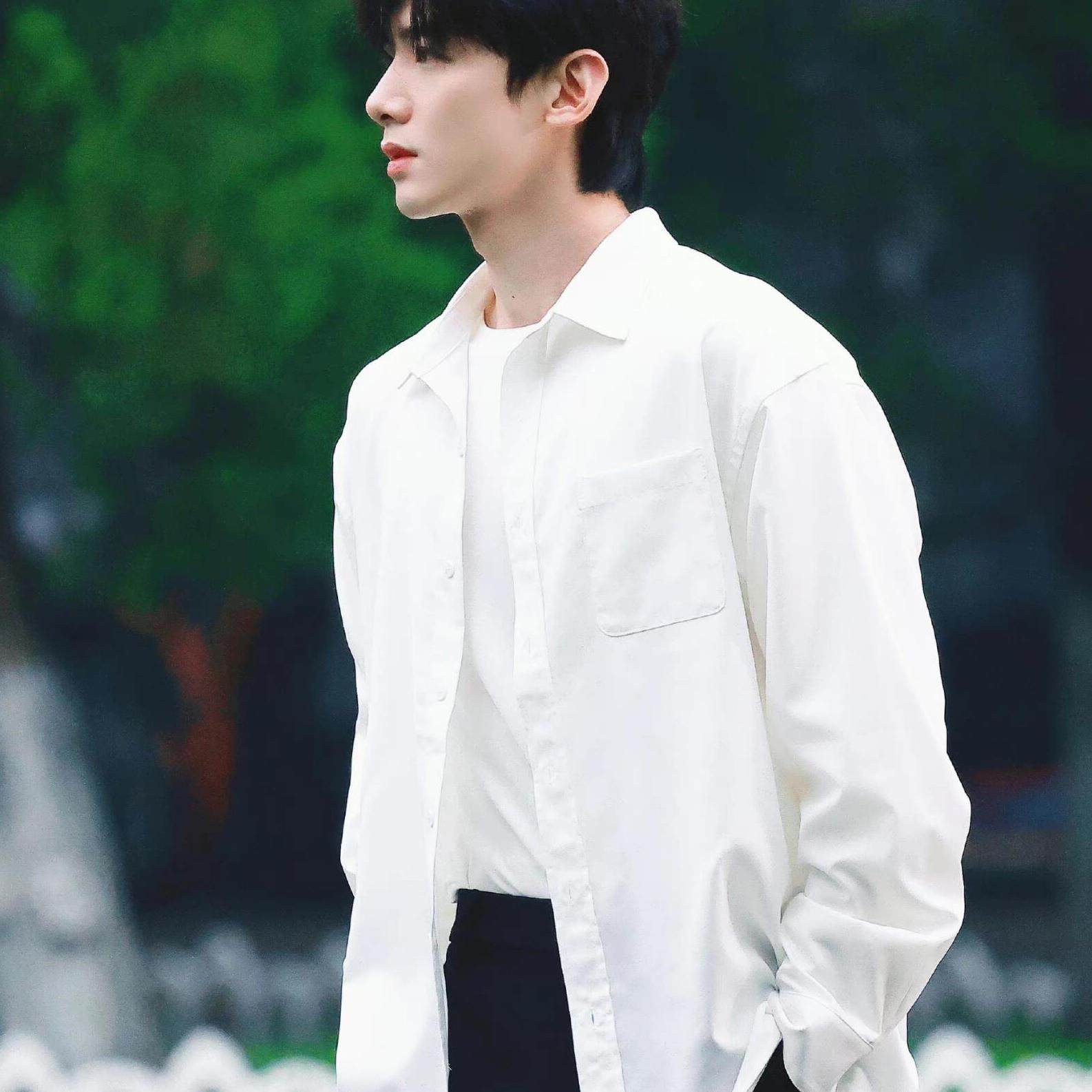 欧洲难哄白敬亭同款长袖白衬衫男女打底衫内搭纯色简约宽松口袋上