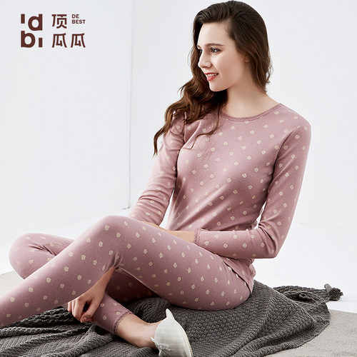 100%棉顶呱呱纯棉中厚保暖内衣套装学生少女秋衣秋裤棉毛衫打底 - 封面