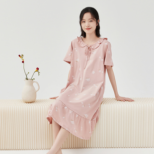 睡裙女夏季 顶瓜瓜顶呱呱短袖 纯棉印花睡衣少女可爱甜美宽松家居裙