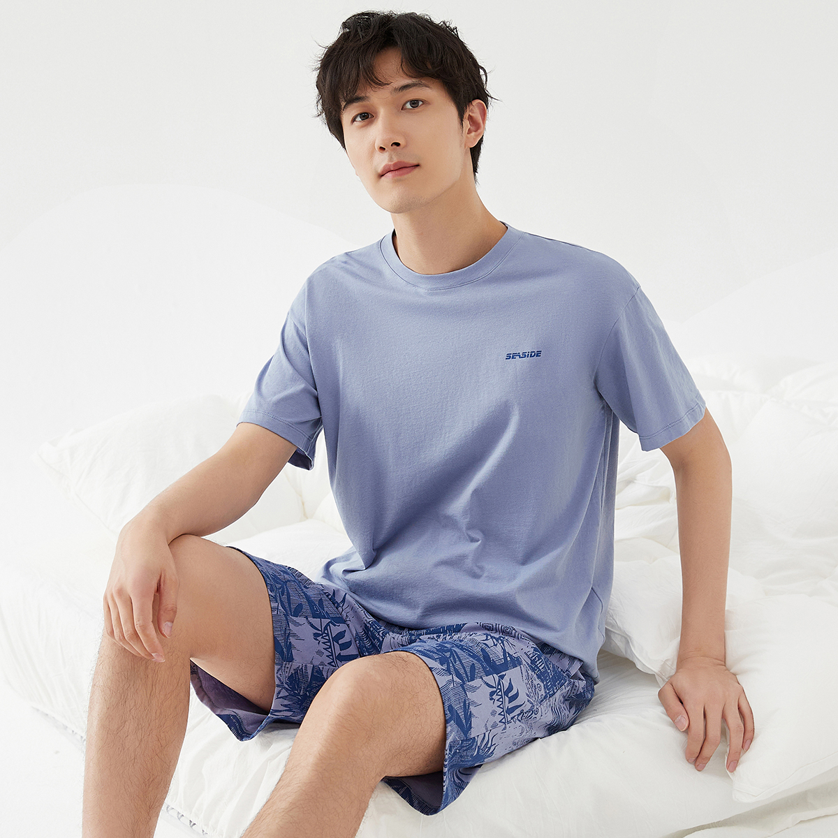 顶呱呱顶瓜瓜睡衣男士纯棉夏天薄款短袖短裤家居服套装可出门休闲