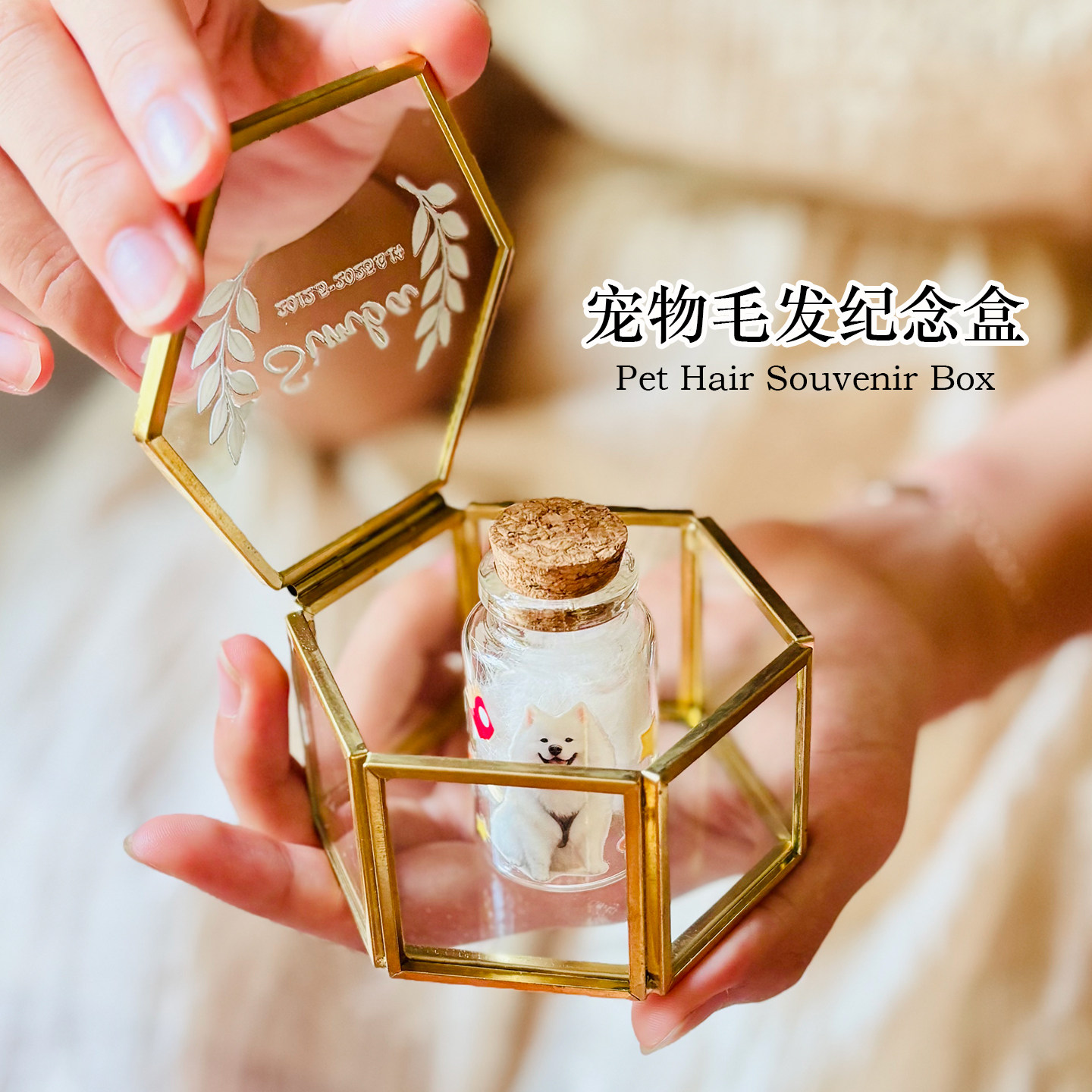 宠物毛发牙齿骨头存放罐宝宝胎毛纪念品来图定制猫狗头像照片盒子