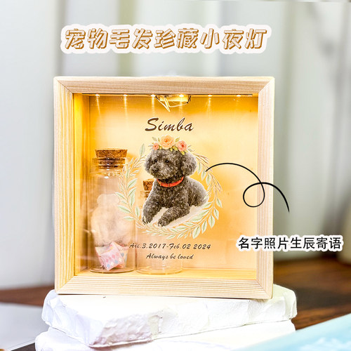 定制宠物纪念相框小夜灯留毛瓶