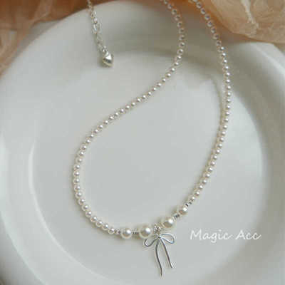 蝴蝶结高级颈链925纯银