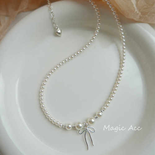 蝴蝶结高级颈链925纯银