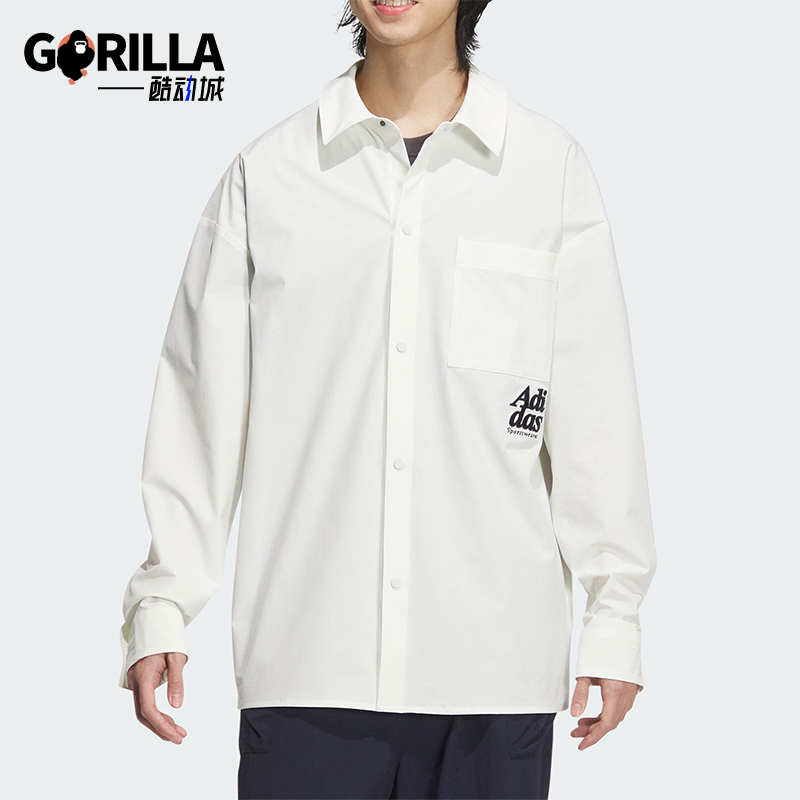 阿迪达斯男士简约长袖衬衫