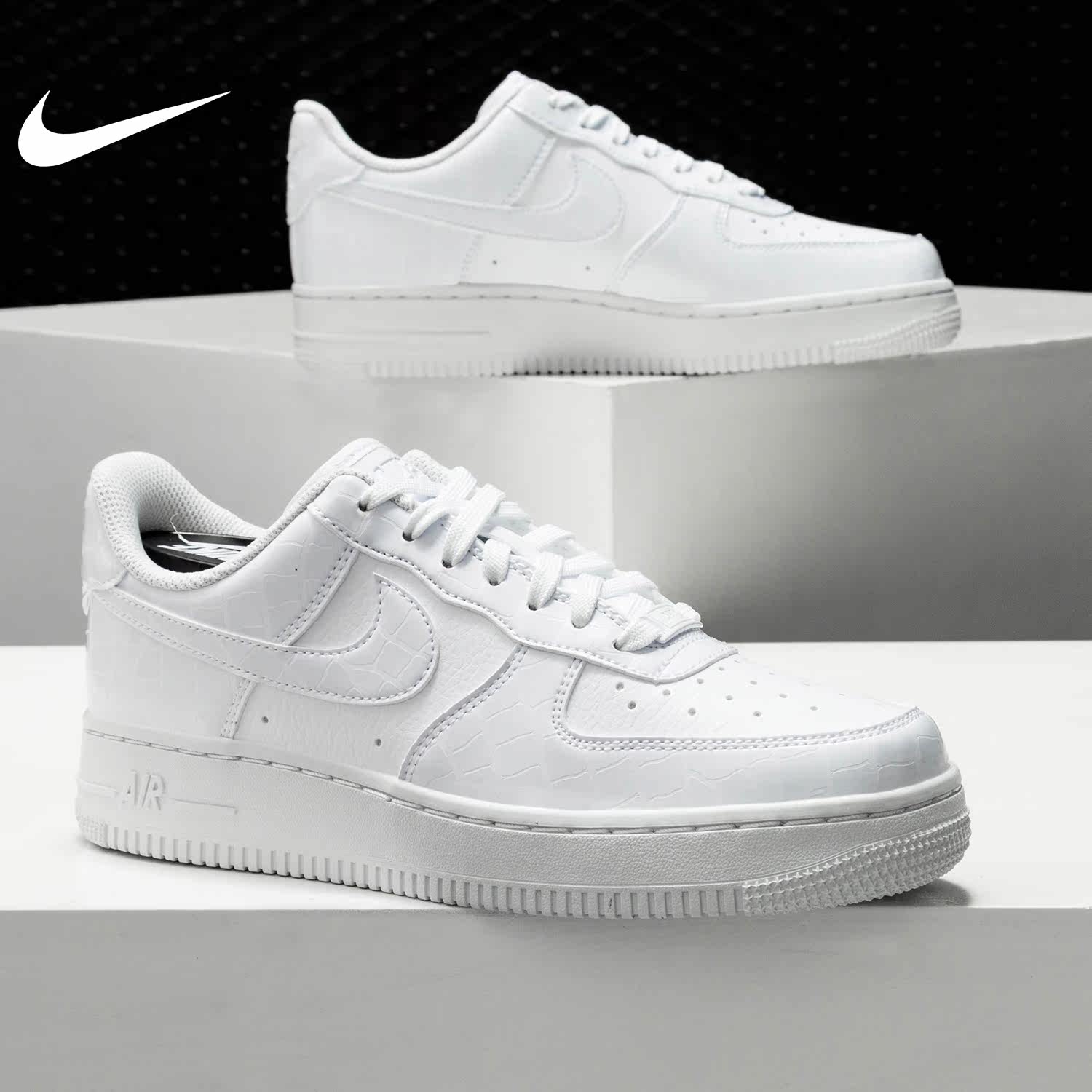 nike/耐克正品air force 1 af1白菱格蛇纹空军一号板鞋 ao2132