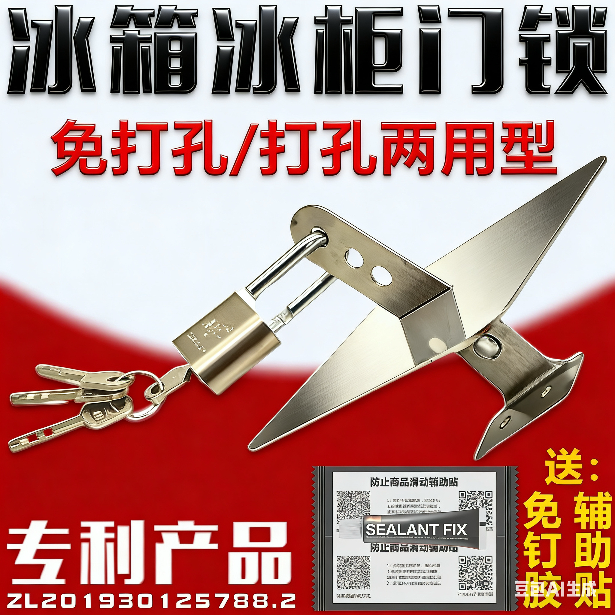 商用配件四开门冰箱锁四门锁扣