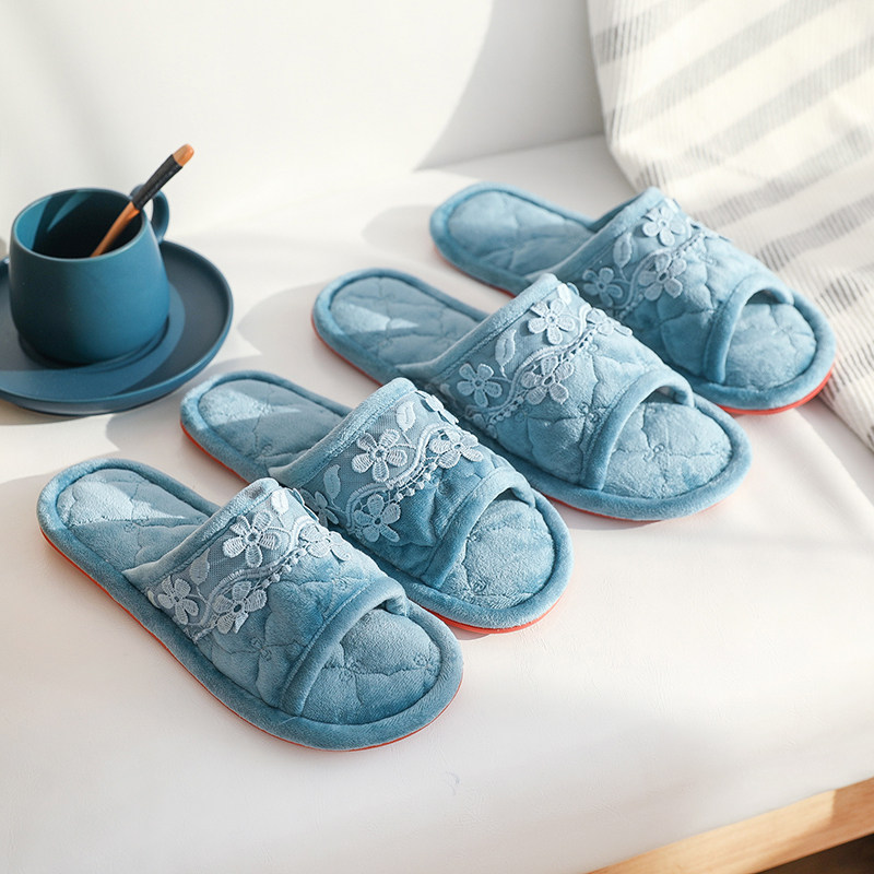 情侣短毛绒棉拖鞋男女室内家居秋冬季款防滑牛筋底高级感四季家用