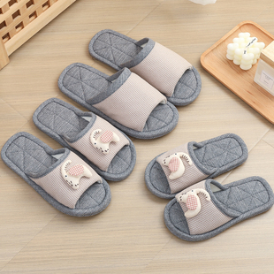 亲子室内布艺布底拖鞋女家居一家三口中大童静音无声防滑儿童春秋