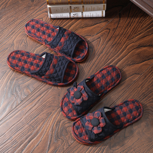 情侣室内居家春秋季纯棉布底地板拖鞋女士防滑牛筋底静音男秋冬款