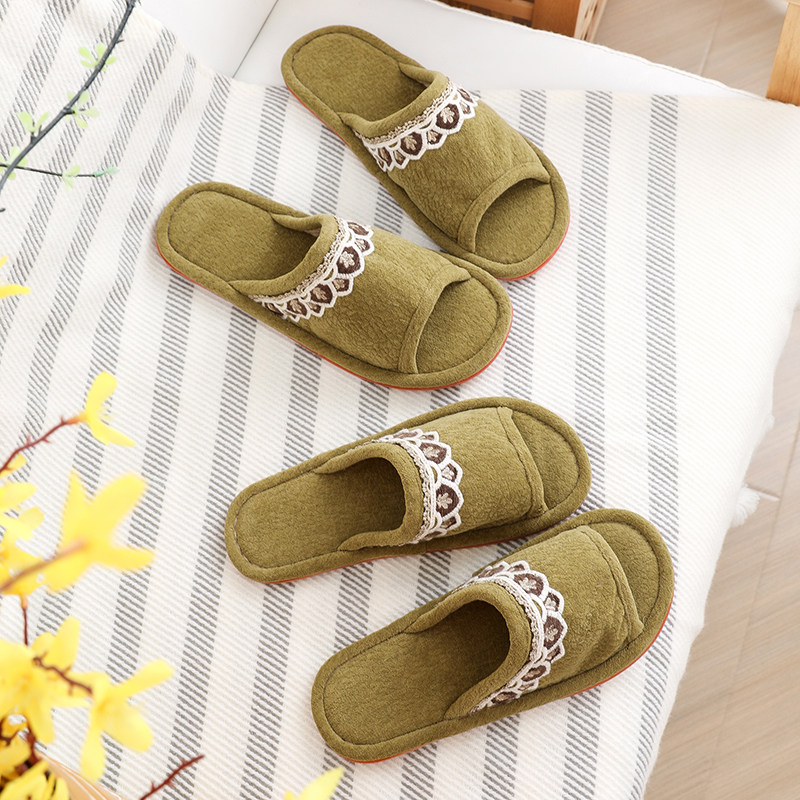 情侣布艺拖鞋室内家居韩国男女同款冬季春秋款四季防滑牛筋底家用