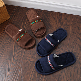 简约室内布底静音家居地板拖鞋女家用情侣春秋款防滑男士加大四季