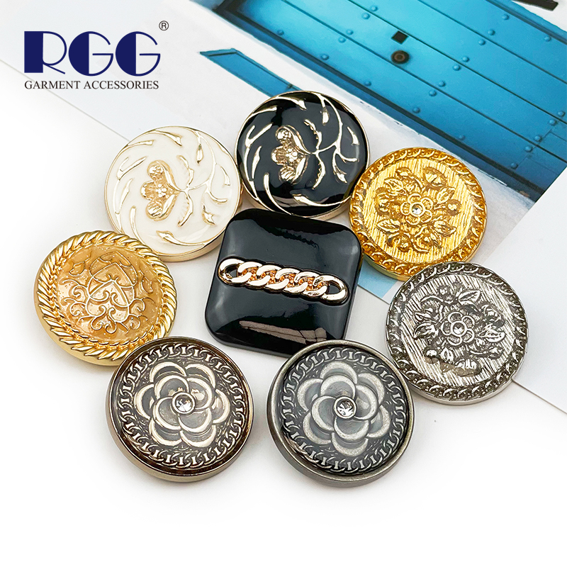 经典复古金属纽扣小香风方形