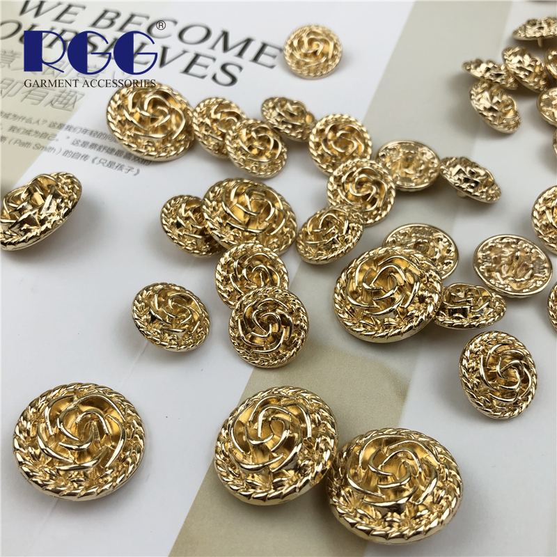 立体玫瑰花百搭女呢大衣金属纽扣