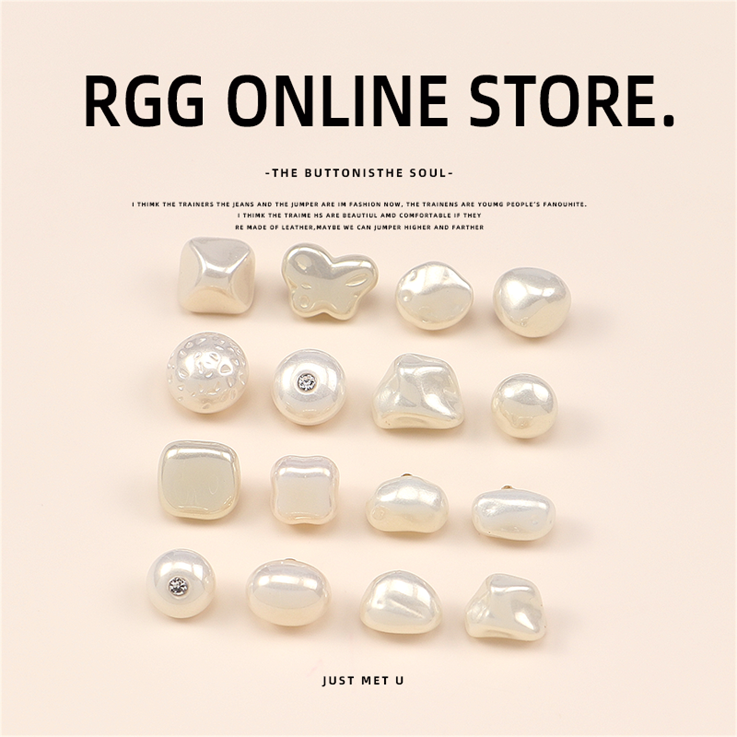 不规则巴洛克风高亮珍珠纽扣女式衬衣针织开衫扣子米色雪纺衬衫扣