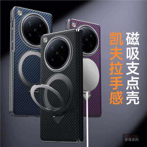 OPPON6凯夫拉碳纤维纹壳荣耀V6铰链保护壳适用findN6支架中轴保护