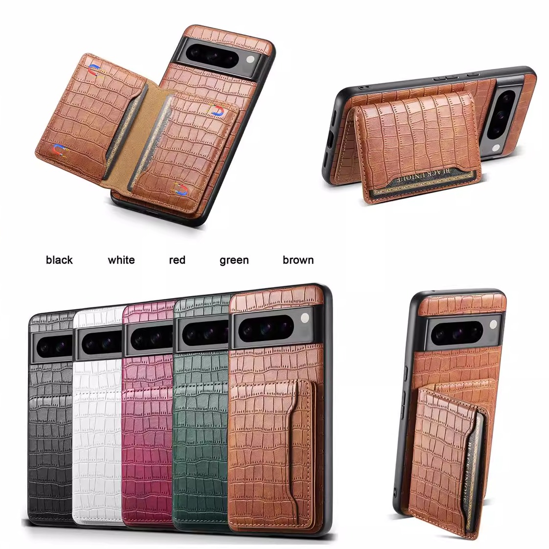 适用谷歌8PRO/8A真皮壳pixel10ProXL鳄鱼纹pixel9皮套pixel8保护套7pro/7插卡支架包男女新款皮夹防摔壳