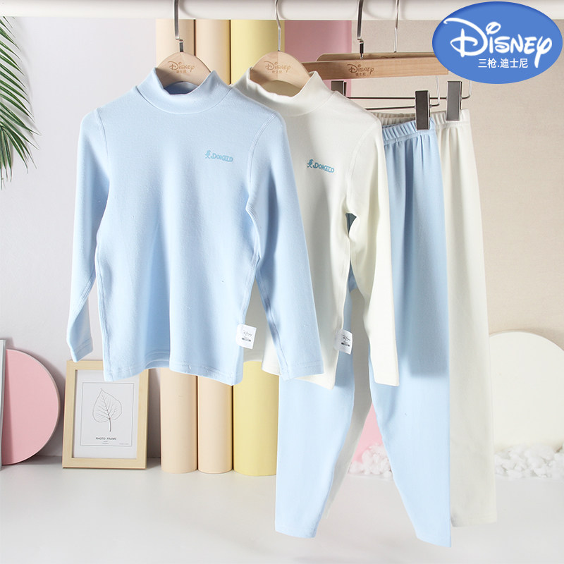专柜迪士尼男童宝宝冬季加厚莫代尔棉半高领保暖内衣套装中小童