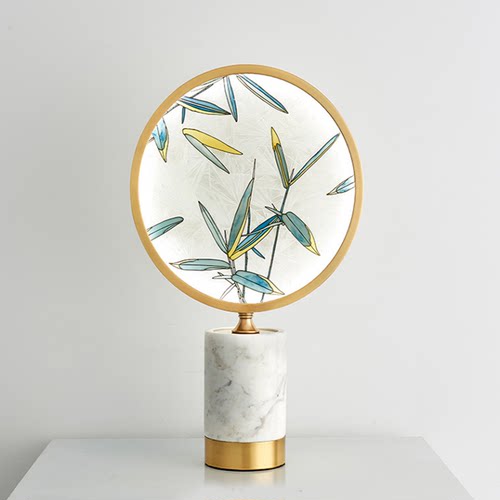 【珐琅彩】大理石全铜台灯 卧室床头客厅中国风新中式仿古设计师