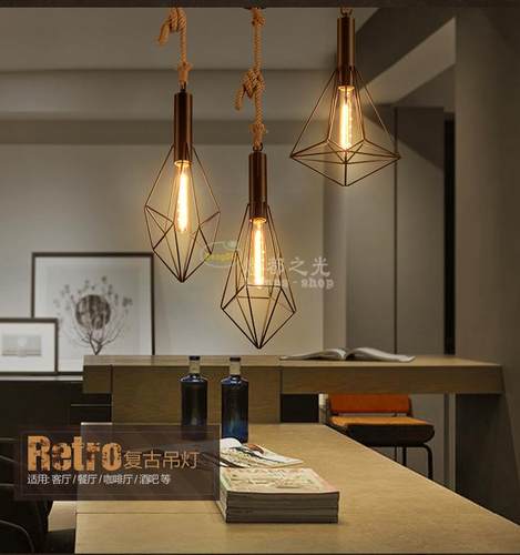 麻绳美式乡村田园风复古餐厅灯