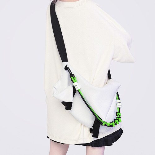 潮牌ins绿绳尼龙弓箭包斜挎包