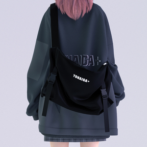 YONAIGA+ 原创简约工装风单肩斜挎包帆布学生背包包饺子胸包男女