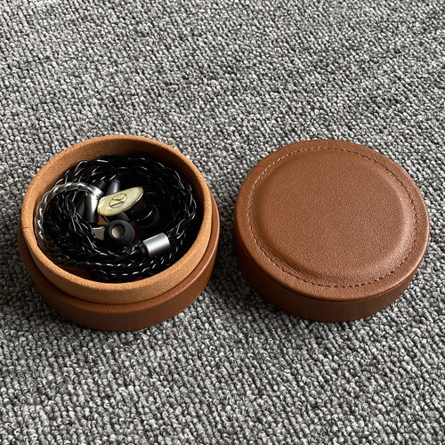 高端定制手工皮质包耳机抗压盒多用收纳盒蓝牙耳机保护套便携圆盒 - 封面