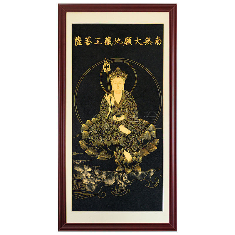 景泰蓝掐丝手工艺画成品定制关公和地藏菩萨60*110新中式风格竖版