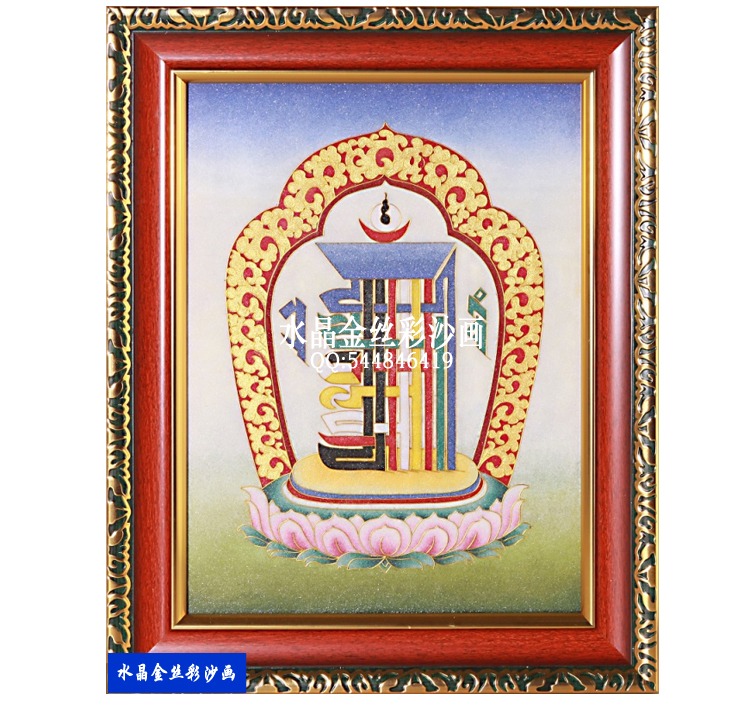 新品手工有框覆膜唐卡 十相自在 景泰蓝工艺金丝沙画客厅玄关装饰