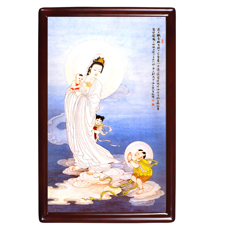 新品人物《送子观音》景泰蓝掐丝珐琅工艺画金丝DIY套装材料装饰