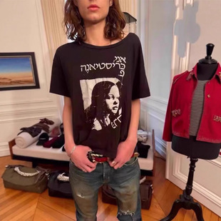 ERD 忧郁的富二代克里斯蒂娜破碎女孩人像印花短宽短袖T恤男女
