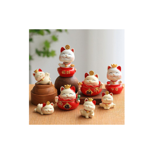 汽车用品中控台饰品卡通可爱呆萌摆件招财猫福星