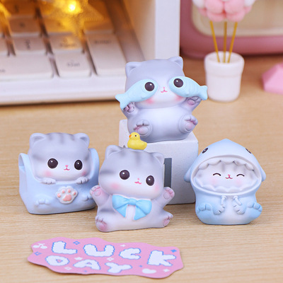 布丁喵迷你摆件治愈解压办公室工位桌面装饰品创意汽车车载车内饰