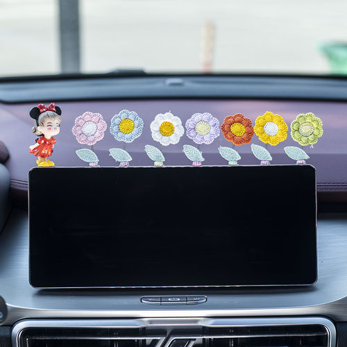 网红同款立体会摇头的小花车载摆件汽车窗边中控台创意可爱装饰品