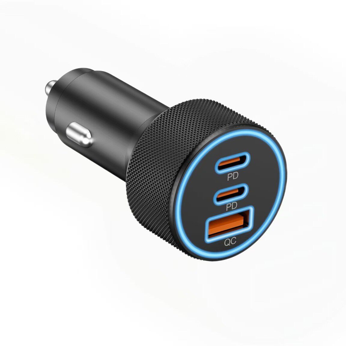 跨境一拖三铝合金超级快充双PD30W+QC车载点烟器手机充电器批发