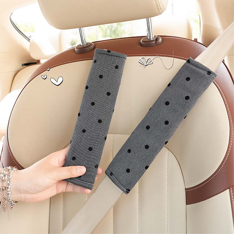 汽车安全带护肩套波点蝴蝶结车用保险带保护套柔软防磨汽车用品女