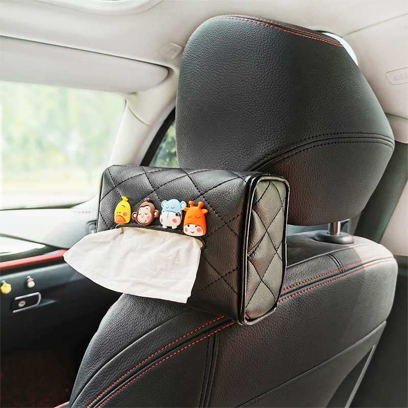 汽車紙巾盒卡通皮革女士多功能