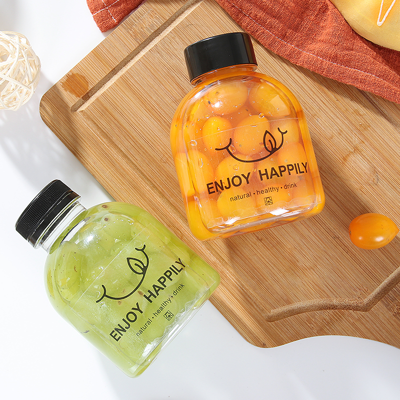 胖胖水果茶奶茶400ml大口饮料pet瓶子网红一次性饮料瓶酵素果汁瓶