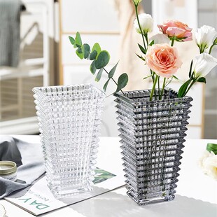 新款玻璃花瓶插花摆件客厅餐桌装饰品高级感轻奢风家居饰品摆件