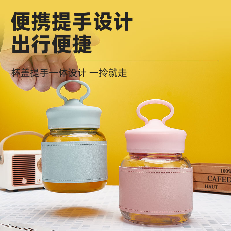 商用可爱便携定制logo玻璃水杯