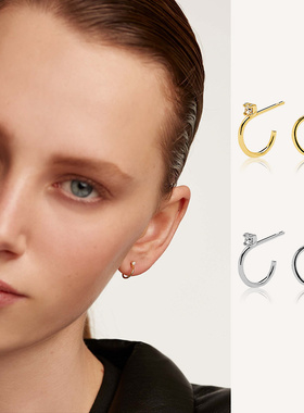 PD气质款耳扣女C型耳环小众设计感高级耳钉潮风925纯银耳饰时尚风