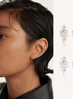 PD百搭款满钻耳钉女潮流个性耳饰纯银耳环圈小众设计感高级情侣款