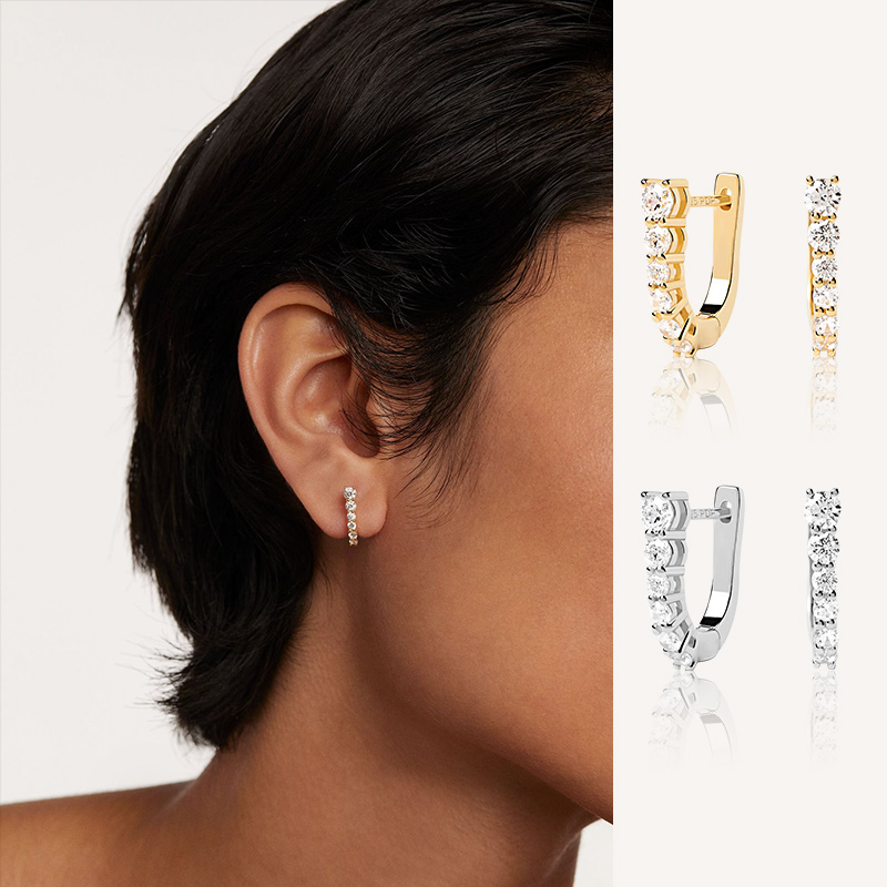 PDPAOLA纯银欧美女U型耳钉礼物