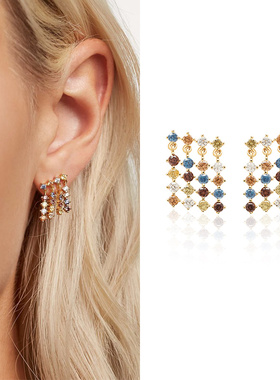 西班牙PD彩宝石耳钉女独特流苏耳坠高级感耳饰秋冬耳环小众Willow