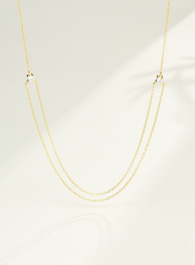 PD西班牙扭结双层链女时尚简约S925纯银小众轻奢设计感锁骨链项链